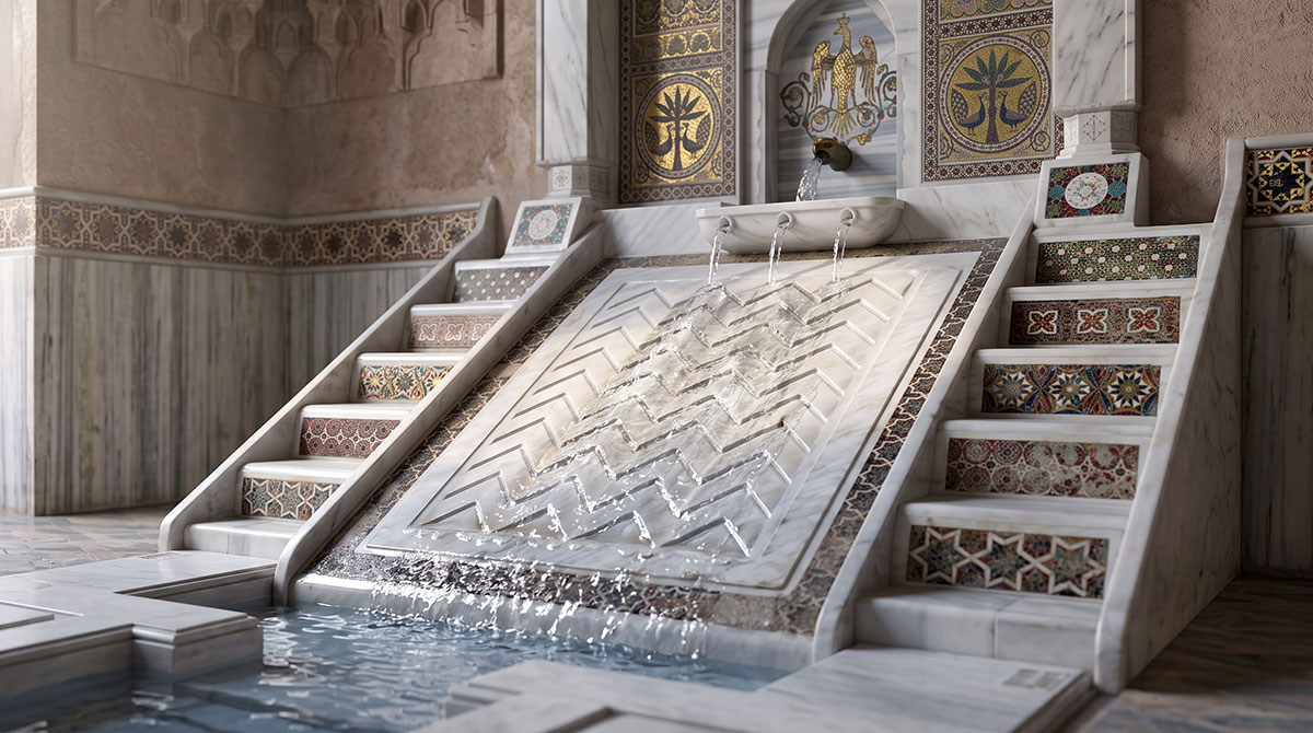 Salsabil : l'eau qui descend sans interruption
